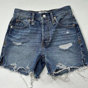 Free People We The Free Cutoff Jean Shorts 23 Medium Wash Distressed